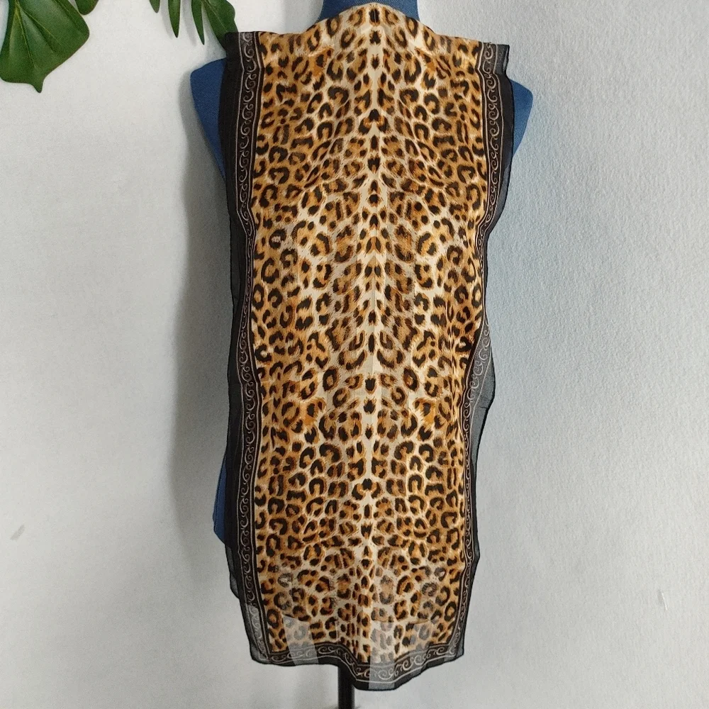Animal Print Silk Like Scarf